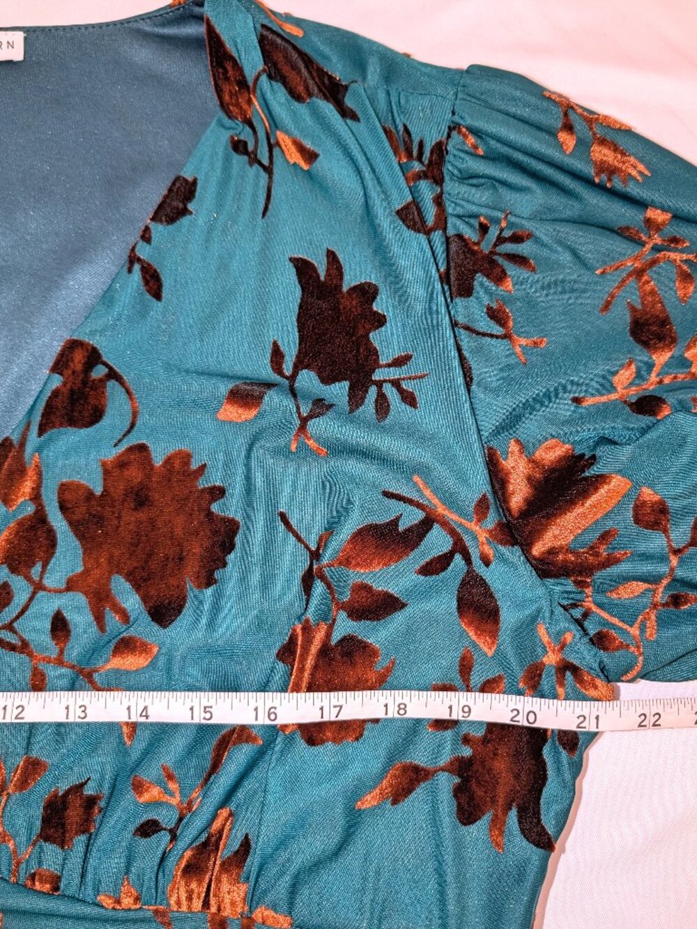 Baltic Born | Leslie Velvet Maxi Dress Floral Bronze & Jade | Size 1XL - Picture 13 of 15